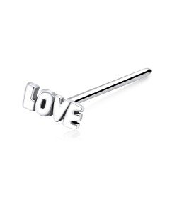 Love Shaped Silver Straight Nose Stud NSKA-325